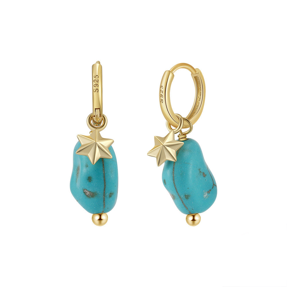 Hexagonal Turquoise Dangle Earrings