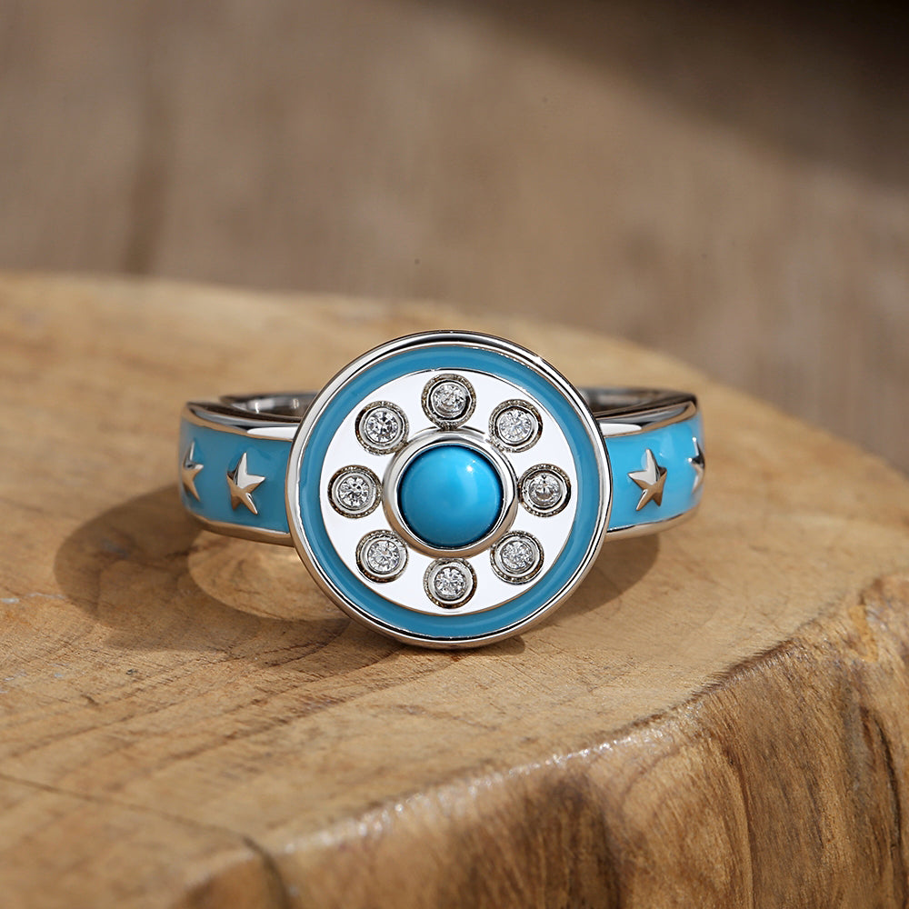 Stellar Wheel Turquoise Ring