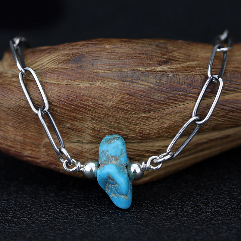 Vintage Natural Turquoise S925 Silver  Bracelet