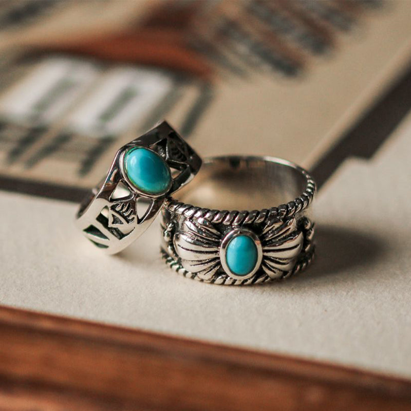 Sunflower Turquoise Couple Ring