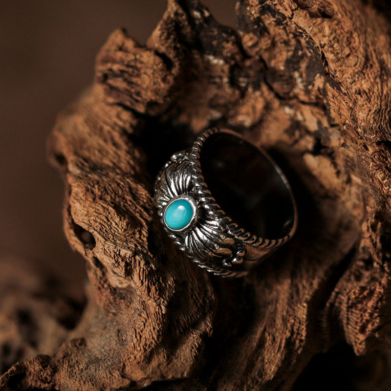 Sunflower Turquoise Couple Ring