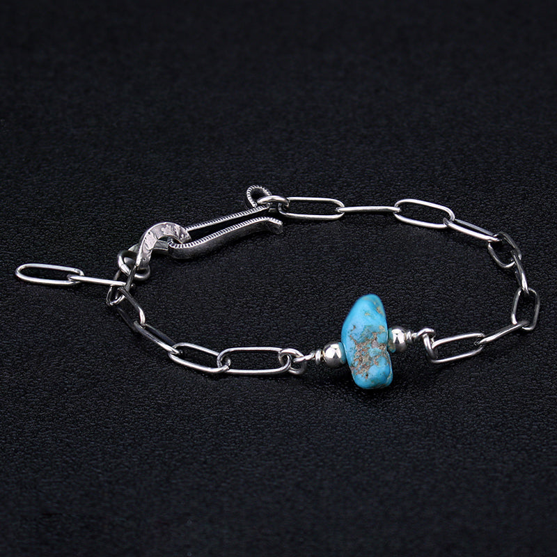 Vintage Natural Turquoise S925 Silver  Bracelet