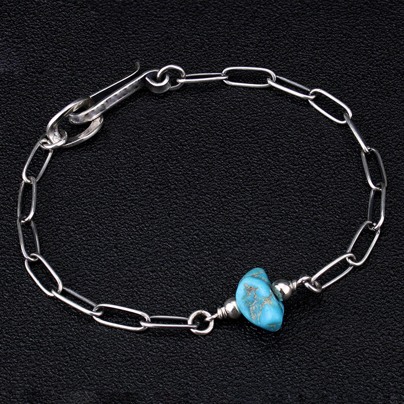 Vintage Natural Turquoise S925 Silver  Bracelet