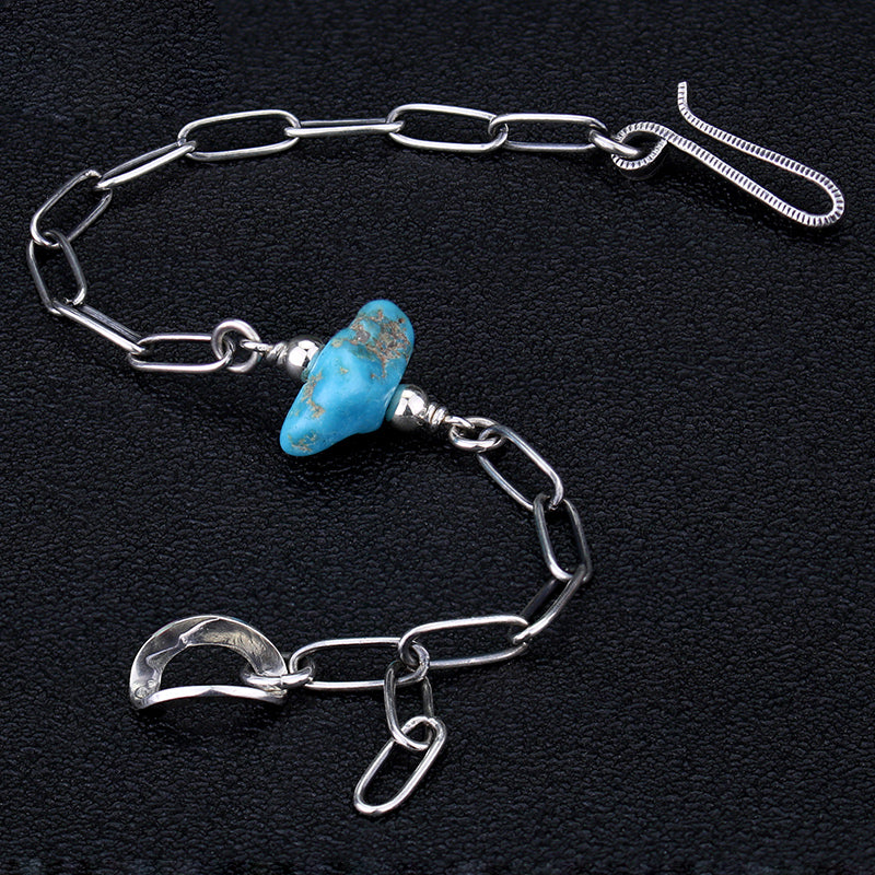 Vintage Natural Turquoise S925 Silver  Bracelet