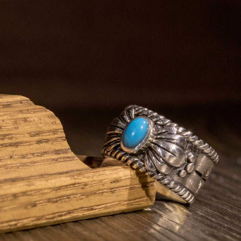 Sunflower Turquoise Couple Ring